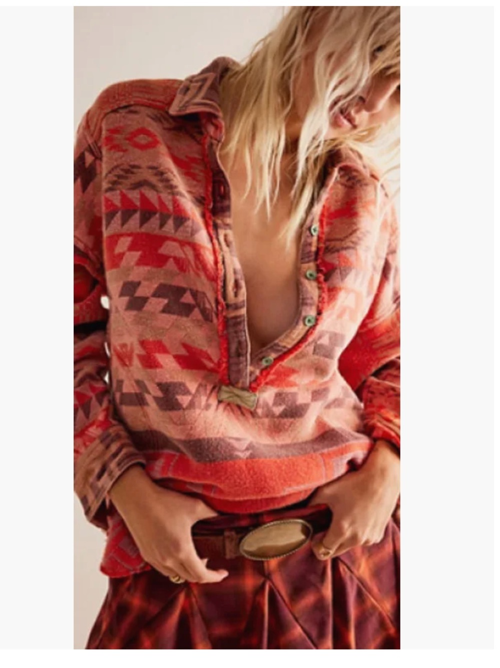 Free People Arizona Sky Pullover Fleece- size Large
